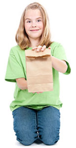 Girl with bag lunch