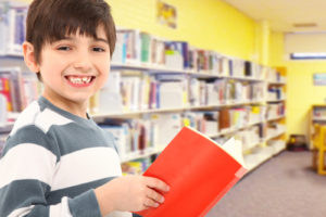 Boy in library