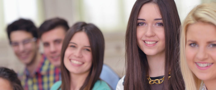 Group of smiling high school students