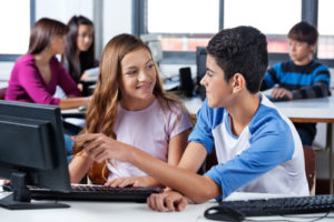 Students working on computers