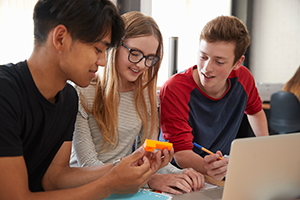 High School Students with Legos