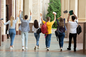 Celebrating group of high schoolers