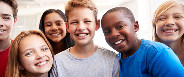 Smiling elementary students