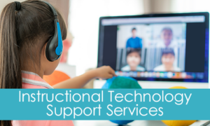 Instructional Technology Support Services - photo of elementary girl learning online