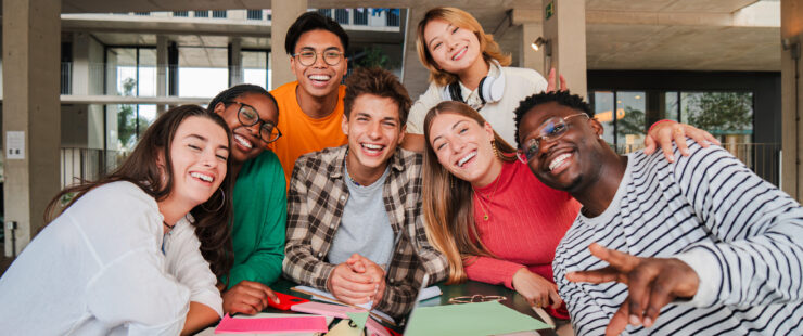 Group of smiling high school students