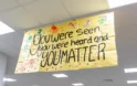 Banner hanging in a hallway