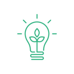green light bulb with leaves inside
