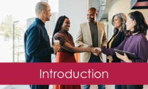 Business people with "Introduction" overlaid