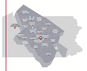 Lancaster-Lebanon counties outlined on PA Map