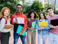 Students outside of school.